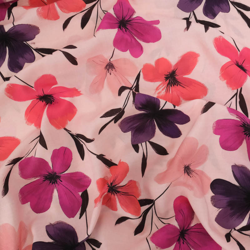 Popeline de Viscose Imprimé Ella Violine - Maison Klem